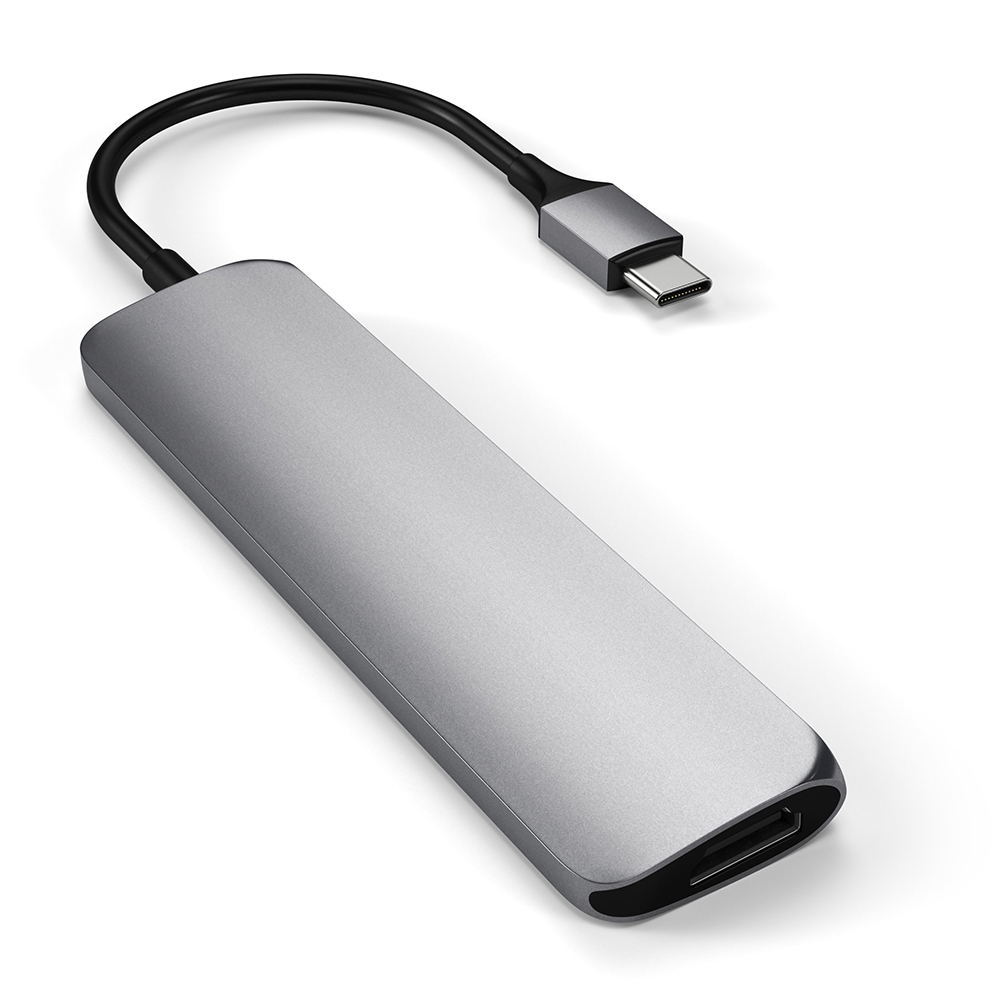 

Концентратор Satechi Type-C Slim Multiport Adapter V2 ST-SCMA2S интерфейс USB-C. Порты: USB-C Power Delivery (PD), 2хUSB 3.0, 4K HDMI, micro/SD, сереб, Type-C Slim Multiport Adapter V2