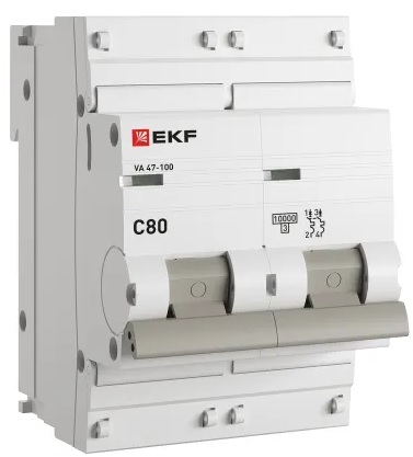 

Автоматический выключатель EKF mcb47100-2-80C-pro 2P 80А (C) 10kA ВА 47-100 PROxima, mcb47100-2-80C-pro