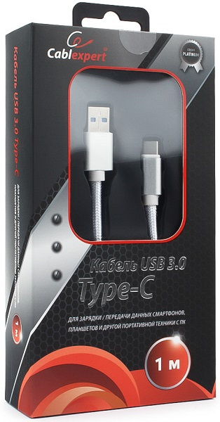 Изображение товара USB кабель Cablexpert CC-P-USBC03S-1M для зарядки и передачи данных 1 метр