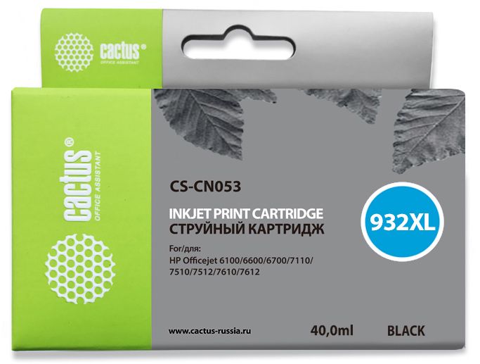 

Картридж Cactus CS-CN053 №932XL (черный) для HP OfficeJet 6600, 40 мл, CS-CN053