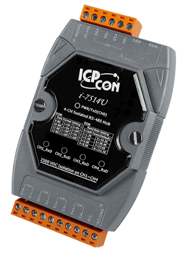 

Повторитель ICP DAS I-7514U-G CR Isolated 4 Channels RS-485 Active Hub (Gray Cover) (RoHS), I-7514U-G CR