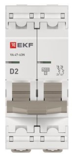 

Автоматический выключатель EKF M634202D 2P 2А (D) 4,5kA ВА 47-63N PROxima, M634202D