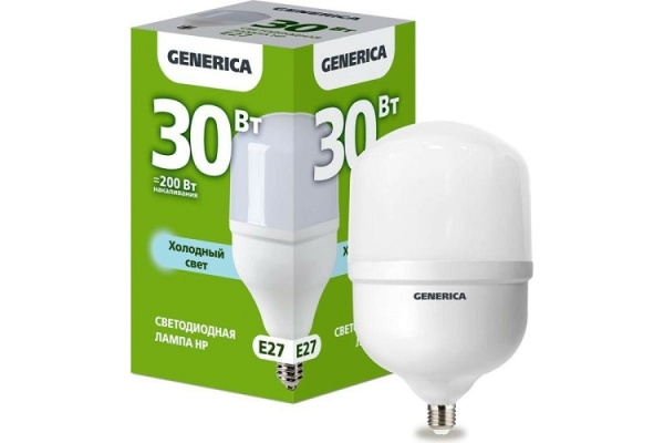 Изображение товара Светодиодная лампа GENERICA LL-HP-30-230-65-E27-G 30 Вт холодный свет E27