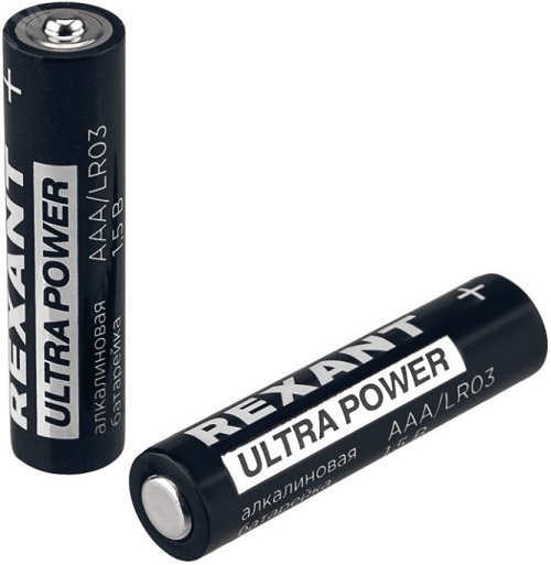

Батарейка Rexant 39-1010 алкалиновая ультра AAA/LR03 мизинчиковая 1,5В блистер 2 шт., 39-1010