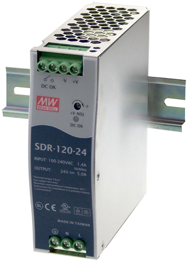 

Преобразователь AC-DC сетевой Mean Well SDR-120-24 вых: 120 Вт; Выход: 24 В; U1: 24 В; Стабилизация: напряжение; Вход: 110/220В авто; Конструктив: на, SDR-120-24