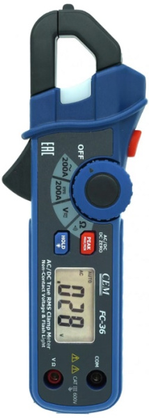 Изображение товара Токоизмерительные клещи CEM FC-36, измерение до 200А, с фонариком