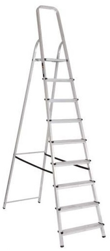 Изображение товара Алюминиевая стремянка ВИХРЬ 73/5/1/6, 9 ступеней, до 150 кг, складная