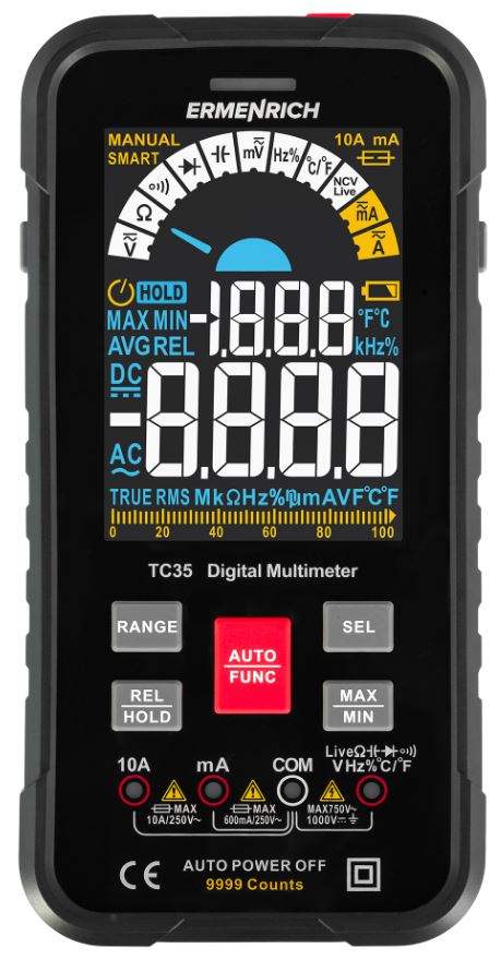 

Мультиметр цифровой Ermenrich 82991 Zing TC35, 82991