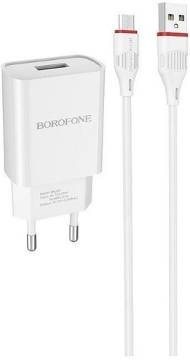 Изображение товара Зарядное устройство Borofone BA20Am с кабелем micro USB 1 м