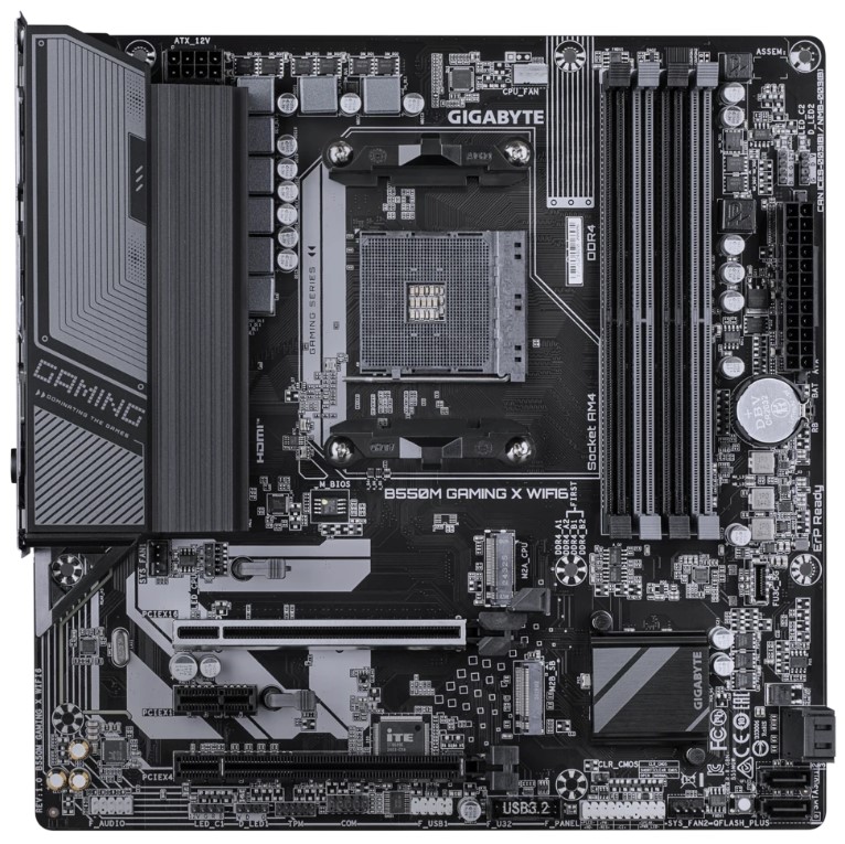 

Материнская плата mATX GIGABYTE B550M GAMING X WIFI6 (AM4, AMD B550, 4*DDR4, 2*PCIe, 2*M.2, 4*SATA, WiFi, BT, 2*USB 2.0, 4*USB 3.2, HDMI, DP), B550M GAMING X WIFI6