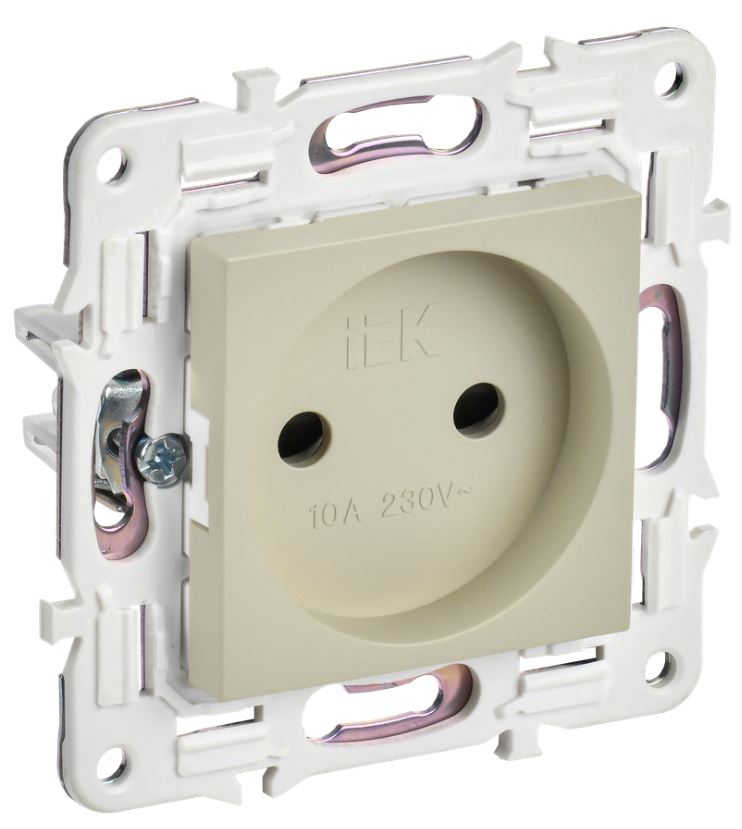 

Розетка без заземления IEK SK-R13-10-K10 SKANDY с защитными шторками 10А SK-R01B Бежевый, SK-R13-10-K10