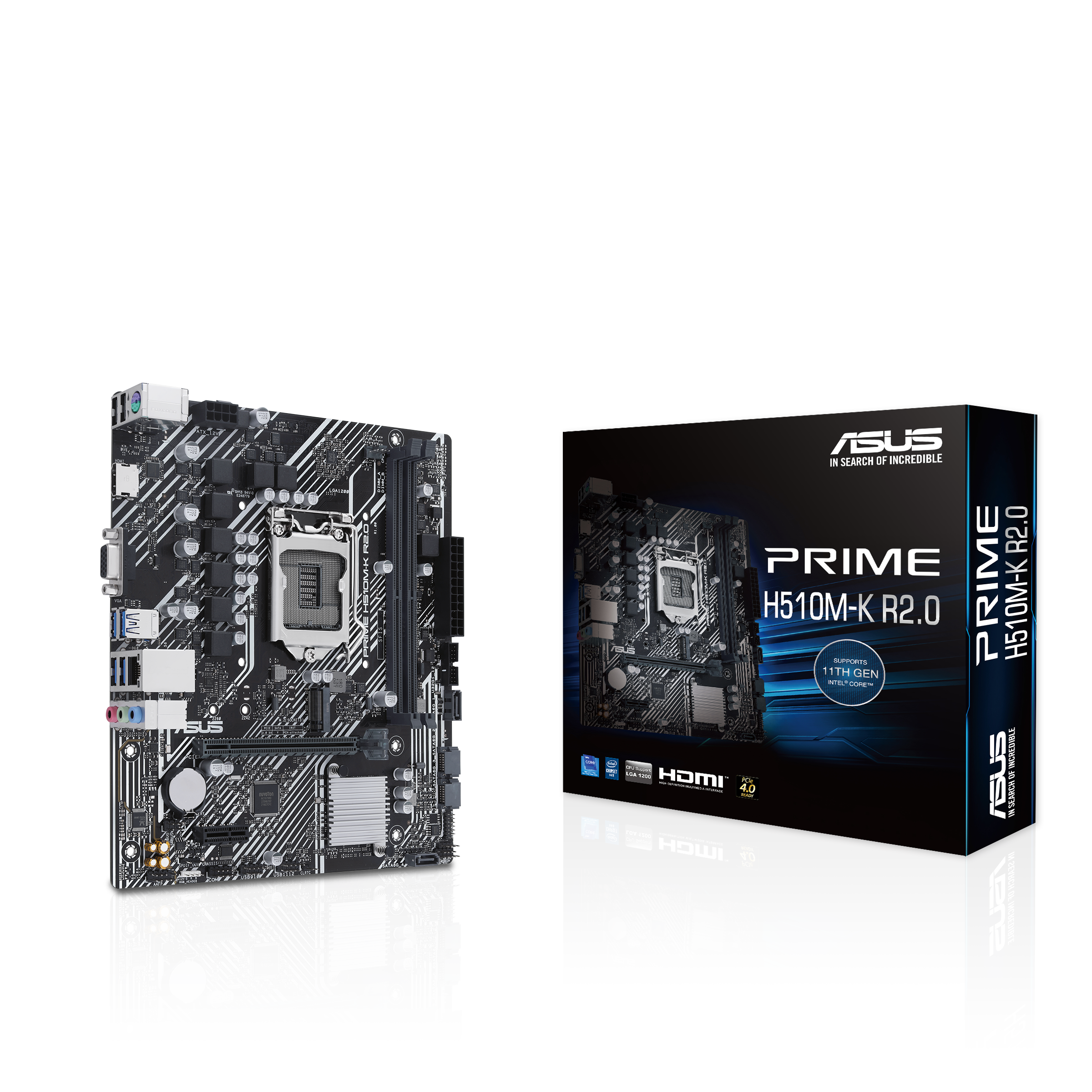 

Материнская плата mATX ASUS PRIME H510M-K R2.0 90MB1E80-M0EAY0 (LGA1200, H470, 2*DDR4(3200), 4*SATA3, M2, Audio, Gb LAN, USB 3.2, USB 2.0, VGA, HDMI), PRIME H510M-K R2.0