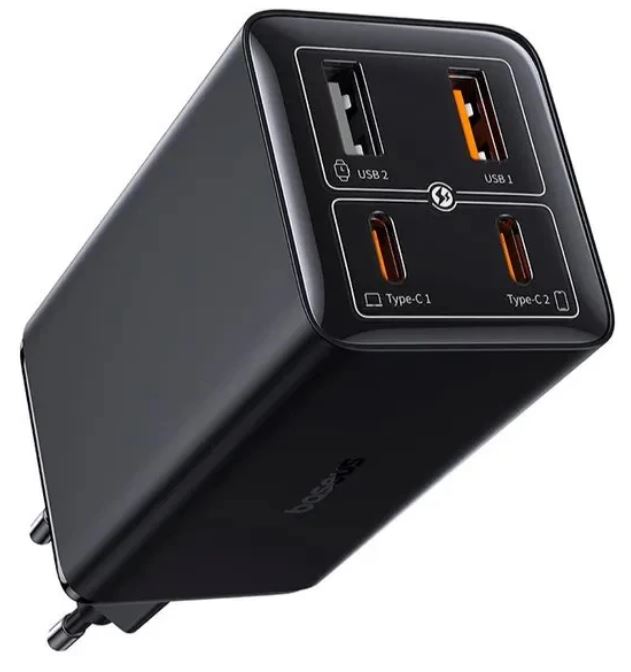 

Зарядное устройство сетевое Baseus GaN6 Pro P10162705112-00 2C+2U 100W EU Cluster Black (With Cable Type-C to Type-C 100W 1m Black), GaN6 Pro