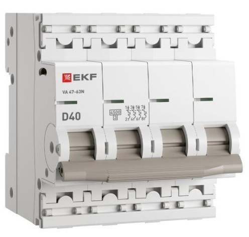 Изображение товара Автоматический выключатель EKF M634440D серия ВА 47-63N 40А 400В IP20