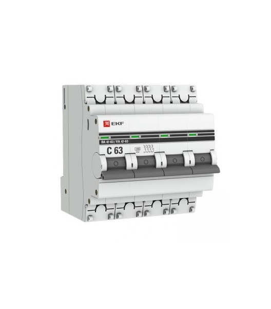 

Автоматический выключатель EKF mcb4763-4-63C-pro модульный 4п C 63А 4.5кА ВА 47-63 PROxima, mcb4763-4-63C-pro