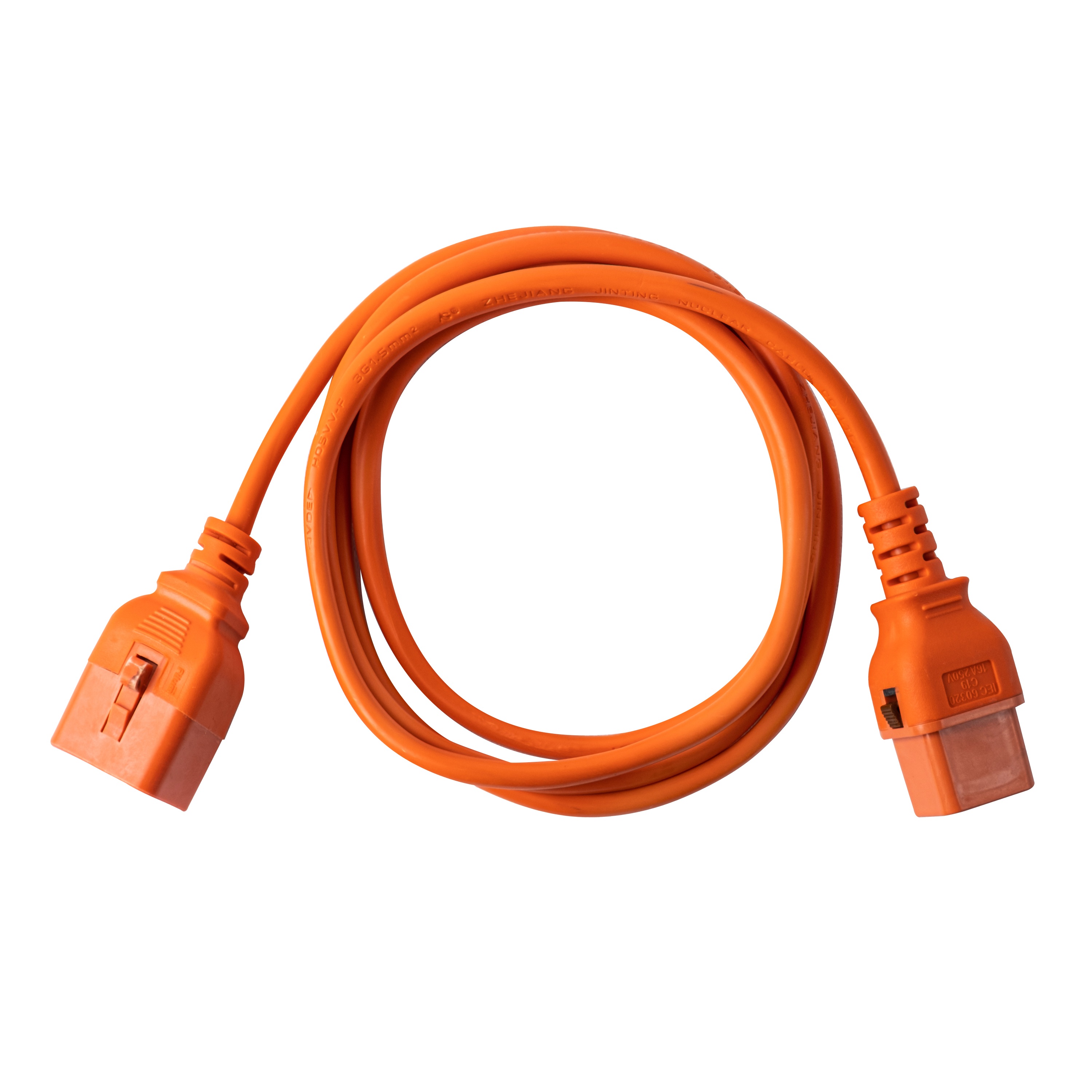 Кабель питания Filum FL-PC-C19F/C20F-C-1.8-OR с фиксацией, 3х1,5мм, 220В, 16А, оранжевый, 1,8м