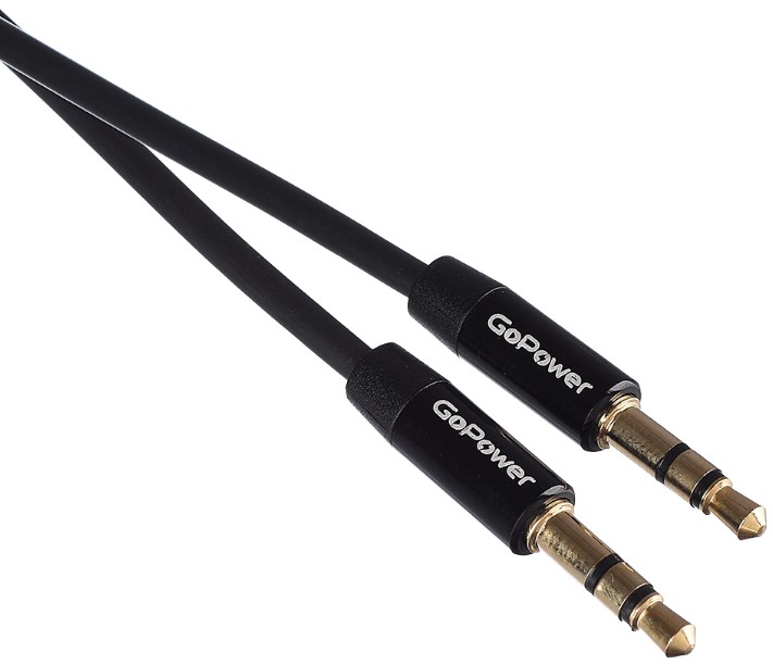 

Кабель GoPower 00-00027478 AUX Jack 3.5mm (m)-Jack 3.5mm (m) 1.0м TPE черный в пакете (1/500) (1000736425), 00-00027478