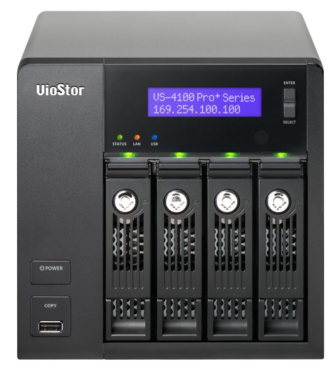 Система QNAP VS-4112 Pro+ с 12 каналами для записи видео и четырьмя отсеками для жестких дисков