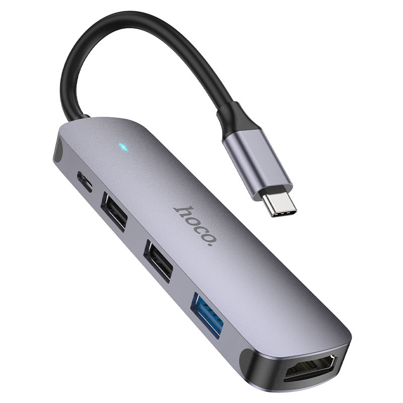 

Разветвитель Hoco HB27 USB-C 4порт. Серый (2002428), HB27