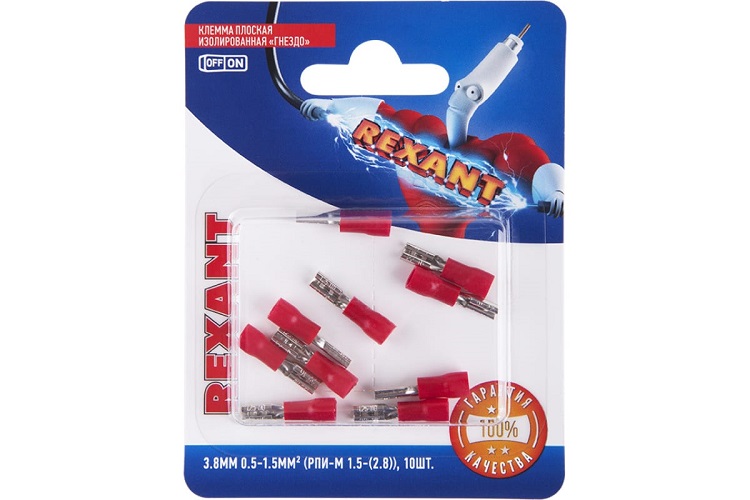 

Клемма Rexant 06-0385-A плоская изолированная РПи-м 1.5-(2.8)/РпИм 1,25-250 гнездо 3.8 мм, 0.5-1.5 мм2, в упак. 10 шт., 06-0385-A
