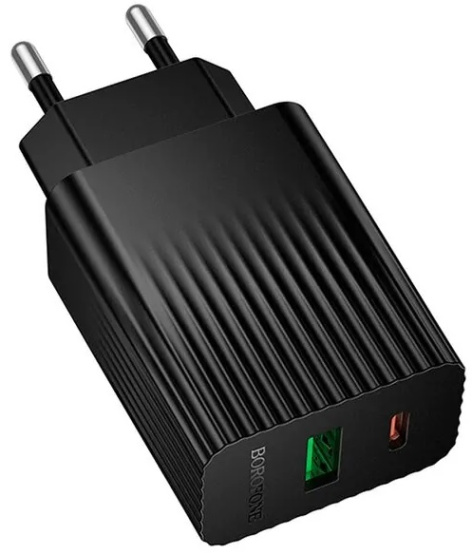 Изображение товара Зарядное устройство Borofone BAS76Aia с двумя портами USB-C и USB-A 30 Вт быстрый заряд