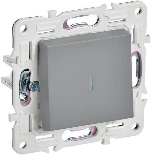 

Выключатель одноклавишный с подсветкой IEK SK-V10-1-10-K03 SKANDY 10А SK-V07Gr серый, SK-V10-1-10-K03