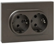 фото Розетка двухместная с заземлением в сборе  EKF UP1-SOM-211