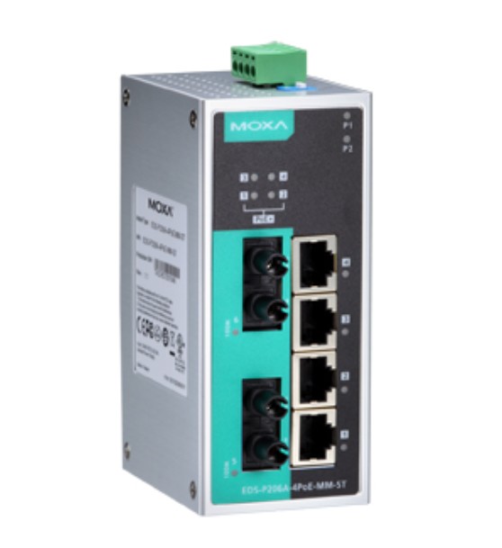 

Коммутатор PoE MOXA EDS-P206A-4PoE-MM-ST 2x100BaseFx MM ports, 4 x PoE, ST, EDS-P206A-4PoE-MM-ST