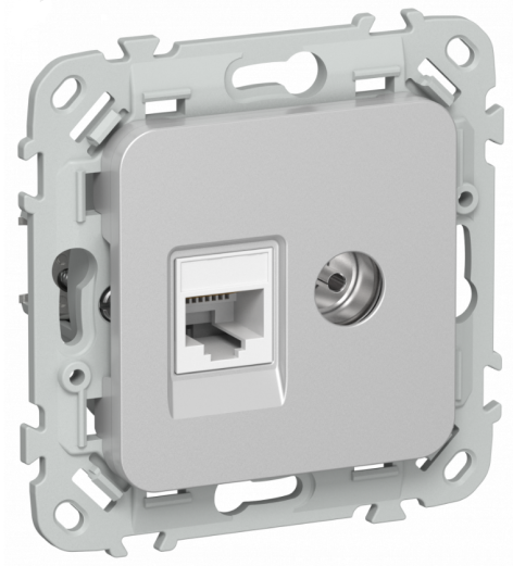 Изображение товара Розетка IEK FI-AK22-1-K47 с двумя разъемами RJ-45 и TV