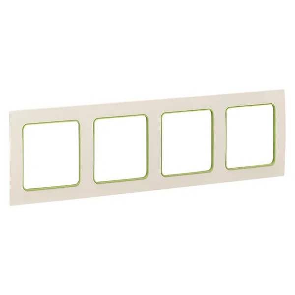 

Рамка EKF EAM-G-303-10 Стокгольм белая с линией цвета зеленый четверная, EAM-G-303-10