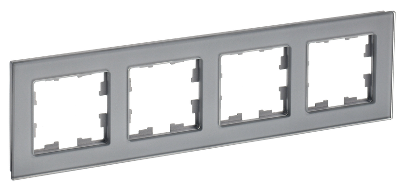 

Рамка четверная IEK BR-M42-G-K03 BRITE РУ-4-2-БрСе Стекло Серый, BR-M42-G-K03