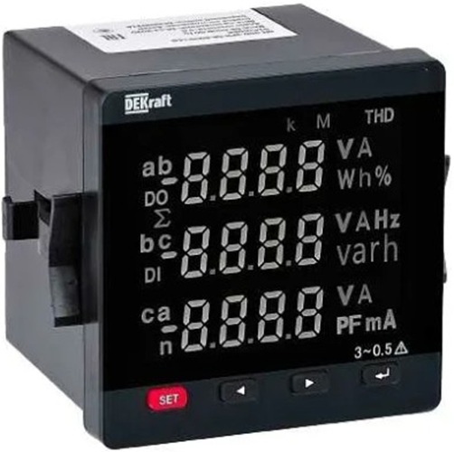

Вольтметр DEKraft 50356DEK цифровой 72x72мм однофазный, вход 600В, выход RS485, LED-дисплей ВМ-72D, 50356DEK
