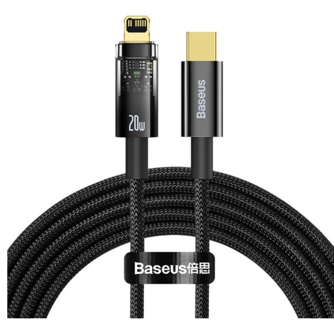 

Кабель Baseus Explorer Series Auto Power-Off CATS000101 Type-C to IP 20W 2m Black (для быстрой зарядки с автоматическим отключением, 20 Вт, оплетка: н, Explorer Series Auto Power-Off