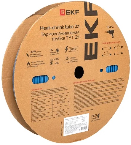 

Термоусаживаемая трубка EKF tut-40-g ТУТ нг 40/20 синяя рулон, tut-40-g