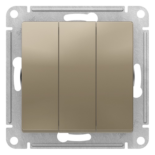 

Выключатель Schneider Electric ATN000531 AtlasDesign, 3-клавишный, сх.1+1+1, 10АХ, механизм, шампань, ATN000531