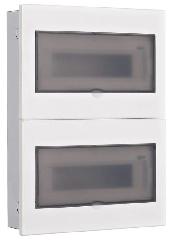 

Щит распределительный встраиваемый DEKraft 31076DEK прозрачная дверь 2 ряда 26 мод. IP41 ЩРВ-М, 31076DEK