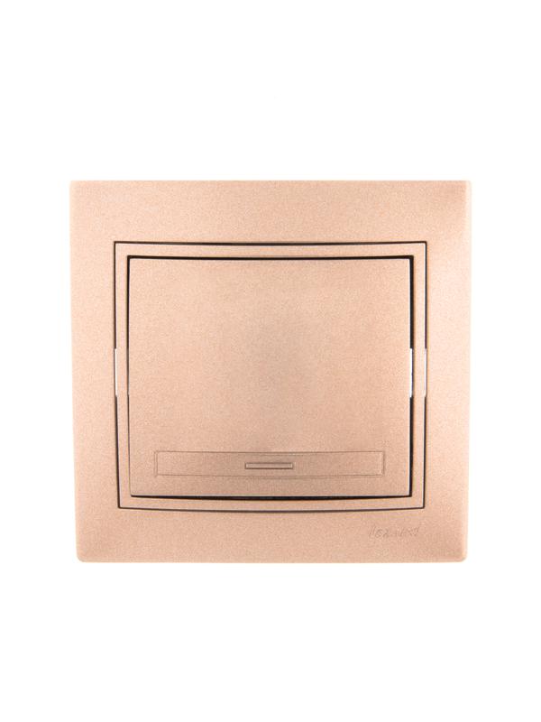 

Выключатель Lezard 701-3131-100 Mira 1-кл. СП 10А IP20 со вставкой свет. корич. перламутр., 701-3131-100