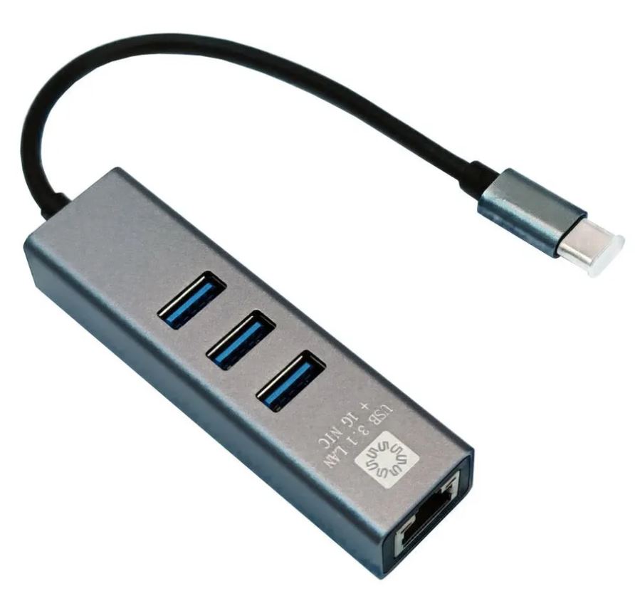 

Сетевая карта 5bites UA3C-45-12BK USB3.1 / 3*USB3.0 / RJ45 1G / AL / GREY, UA3C-45-12