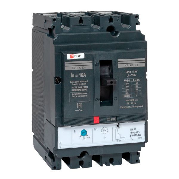 фото Автоматический выключатель в литом корпусе  EKF mccb99C-100-16