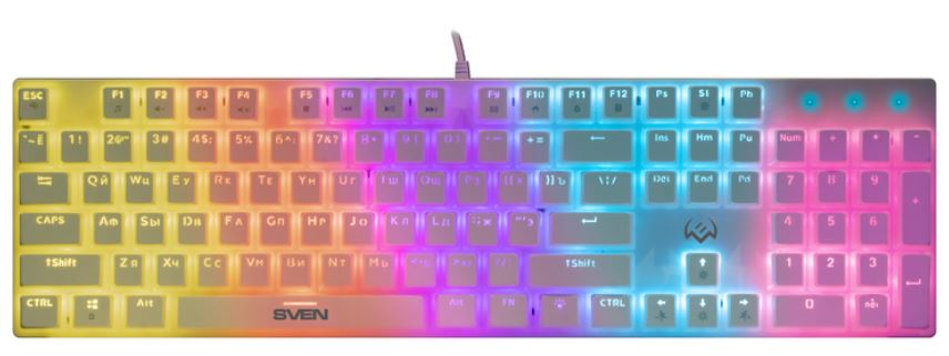 

Клавиатура Sven KB-G9200 SV-018108 механическая, игровая белая (104кл., Hot Swap, 20 Fn функций, подсветка), KB-G9200