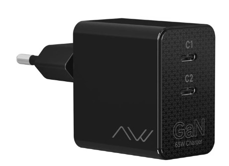 

Зарядное устройство сетевое Caweon CTC-65-2C-BK со сменными вилками (EU, AU, UK, US) 65Вт, GaN, black, CTC-65-2C-BK