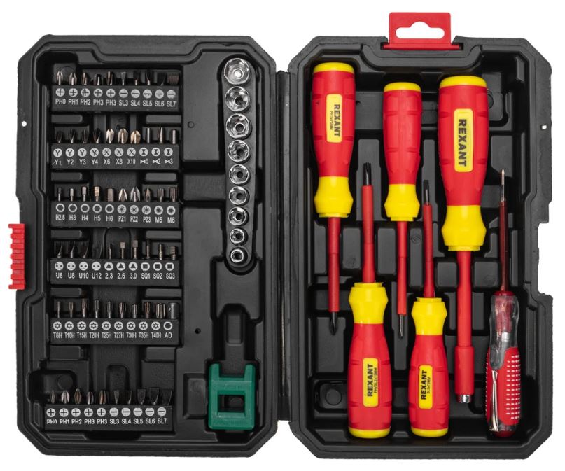 

Набор отверток Rexant 12-4771-3 диэлектрических, 76 предметов, 12-4771-3