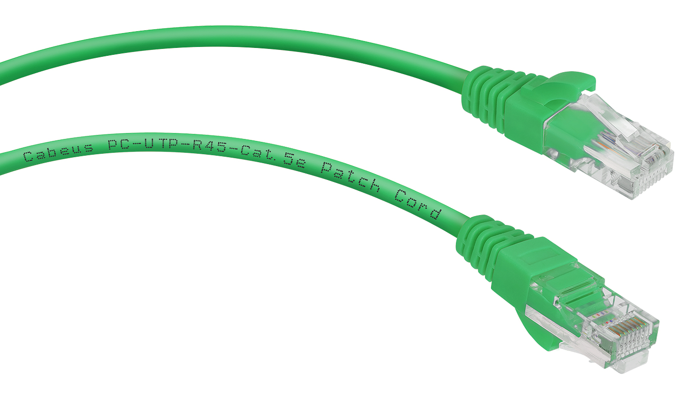 фото Кабель патч-корд U/UTP 5e кат. 0.15м.  Cabeus PC-UTP-RJ45-Cat.5e-0.15m-GN