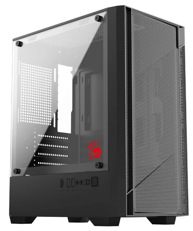 

Корпус mATX Bloody CC-124-BK черный, без БП, боковая панель из закалённого стекла, 2*USB 2.0, USB 3.0, CC-124-BK
