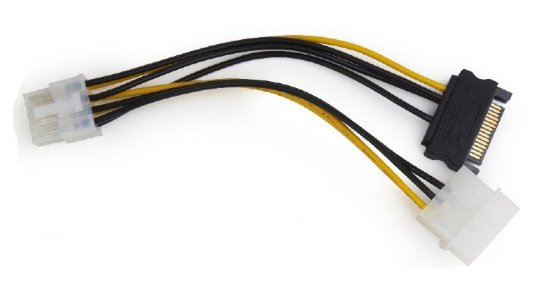 

Кабель Cablexpert CC-PSU-82 Molex+SATA->PCI-Express 8pin, для подключения в/к PCI-Е (8pin) к б/п ATX, CC-PSU-82