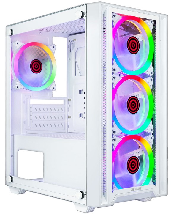 

Корпус mATX Ginzzu CL620 без БП, боковая и фронтальная панель из закалённого стекла, 2*USB 2.0, USB 3.0, CL620