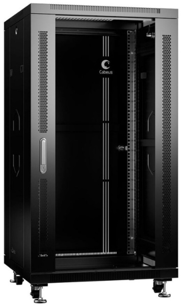 Изображение товара Шкаф Cabeus SH-05C-22U60/80-BK для оборудования с защитой IP20 и стеклянной дверью
