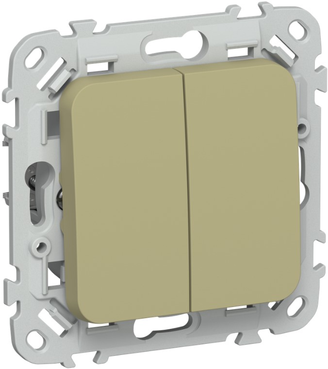

Переключатель двухклавишный IEK FI-V22-0-10-1-K26 FLITE 10А ВС62-1-0-ФлО оливковый, FI-V22-0-10-1-K26