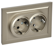 фото Розетка двухместная с заземлением в сборе  IEK BR-R21-16-K37-F