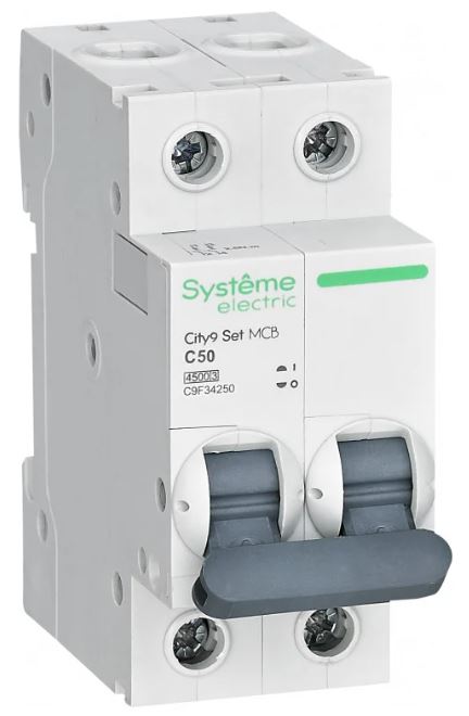 

Автоматический выключатель Systeme Electric C9F34250 City9 Set С 50А 2P 4.5kA 230В, C9F34250